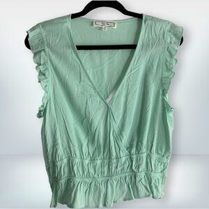 NWoT Hippie Rose Mint Green Sleeveless Ruffle V Neck Top, Size XL